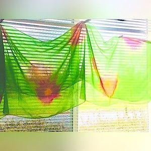 batik chiffon bedspread vtg India twin size new cond tie-dye sari wrap cover up